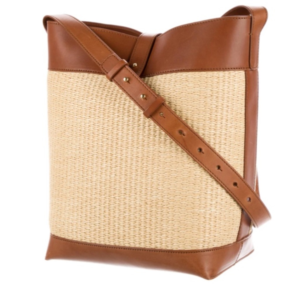 Jenni Kayne Raffia Leather Bucket Bag
